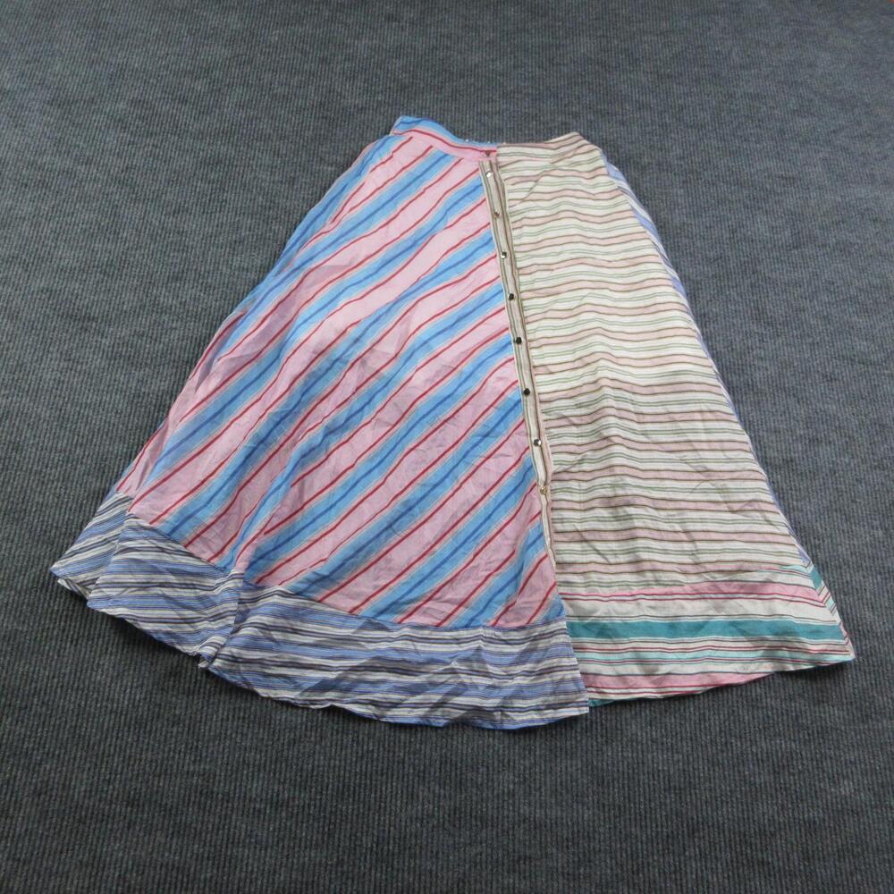 In Italy Skirt Womens S Multicolor Striped Maxi Elastic Waist Snap Button NWT